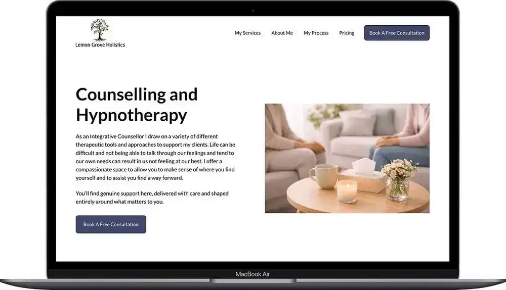 Lemon Grove Holistics website on a MacBook Air