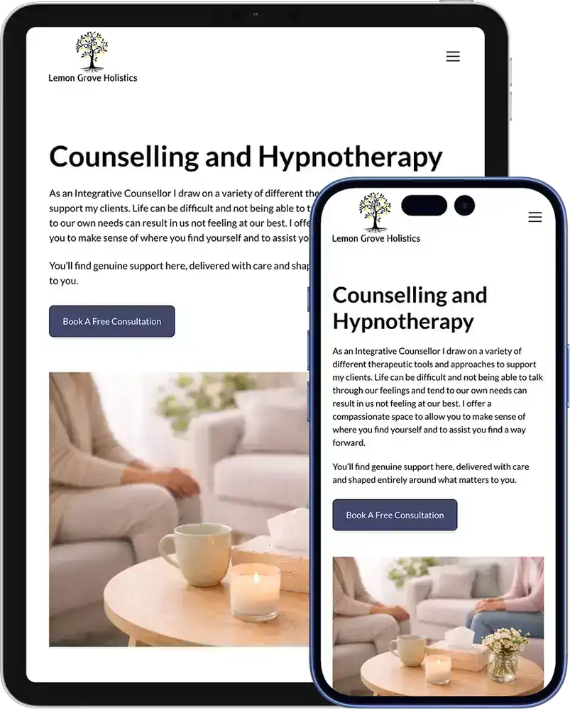 Lemon Grove Holistics website on iPad and iPhone