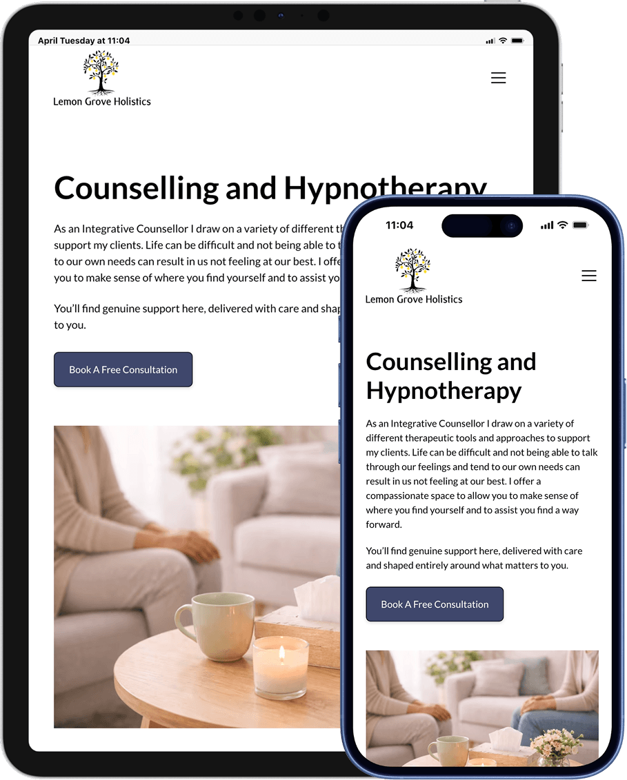 Lemon Grove Holistics website on iPad and iPhone