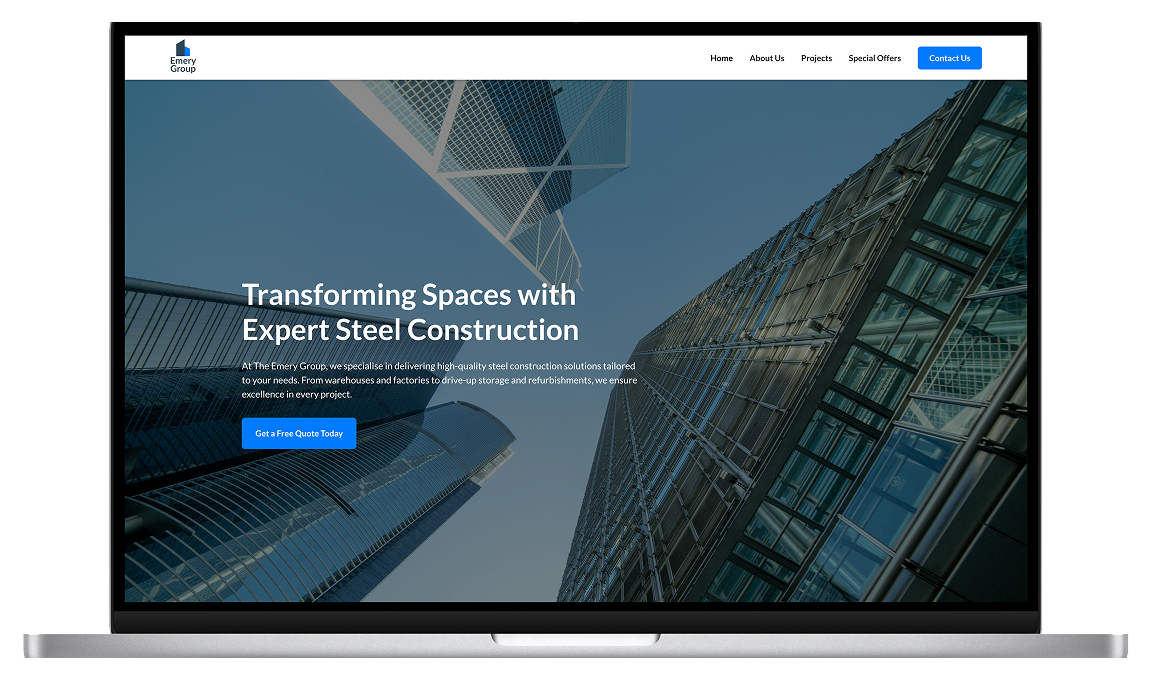 The Emery Group website on a MacBook