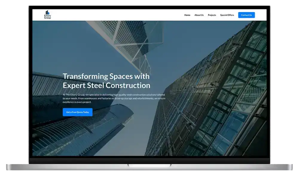 The Emery Group website on a MacBook