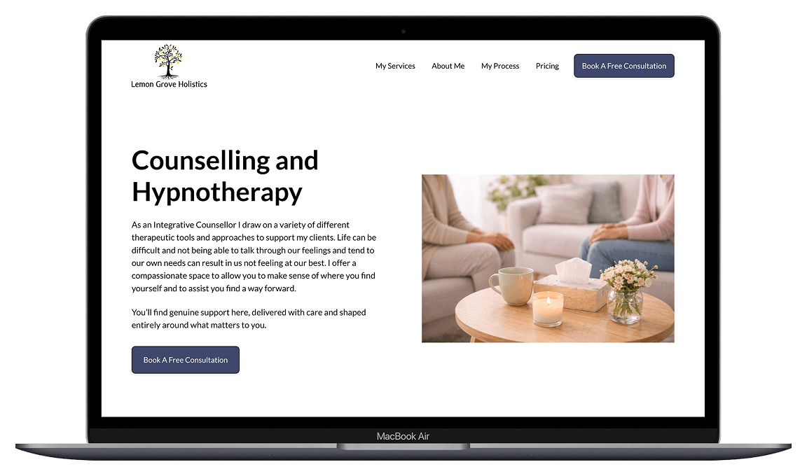 Lemon Grove Holistics website on a MacBook