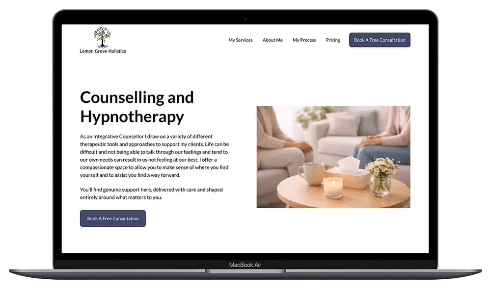 Lemon Grove Holistics website on a MacBook