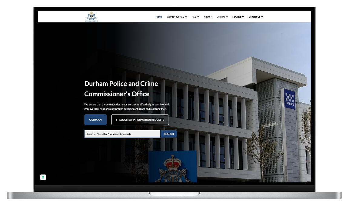 Durham Police and Crime Commissioner website on a MacBook