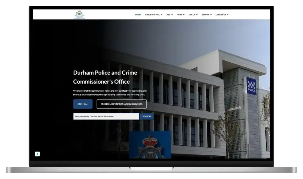 Durham Police and Crime Commissioner website on a MacBook